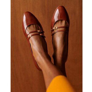 Sézane Ninon Low Ballerinas / Size 38 / US 7 / Patent Mahogany